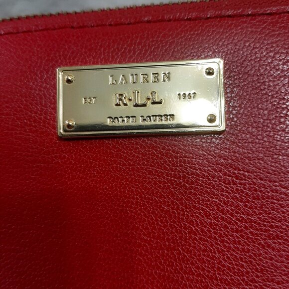 Ralph Lauren Vermillion Red Chiswell Leather Zip Clutch Organizer Wallet - Picture 7 of 9